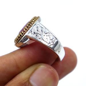 แหวนรูปไข่เจียระไนเป็นสีเงิน925พร้อมด้วยพลอยทับทิมที่ตั้งไว้สำหรับงานแต่งงานหรืองานปาร์ตี้ - Product Image 6