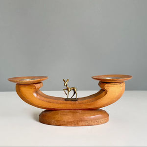 Bougeoir en bois à six colonnes, idéal pour la décoration intérieure, centre de table et éclairage festif, fabriqué à la main en Inde - Product Image 1