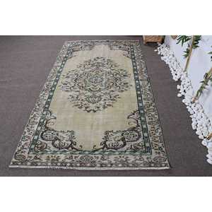 พรมวินเทจตุรกี ขนาด 4.4x7.7 ฟุต (134x235 ซม.) สีเบจ พรมเปอร์เซีย - Product Image 1