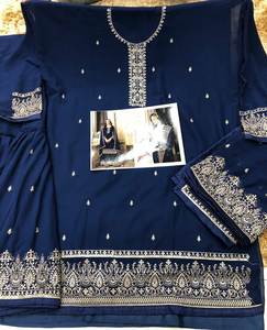 Biggest Offer <b>Coming</b> Festive Special Party Low Budget Best Quality Georgette Silk Embroidered Stretchable Three Piece Salwar - Product Image 5