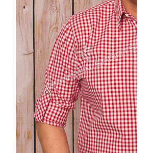 Oktoberfest, camisa bávara para hombre, tela de algodón a cuadros, manga larga, botones, cierre, cuello redondo, bolsillo en el pecho, etiqueta tejida interior - Product Image 5