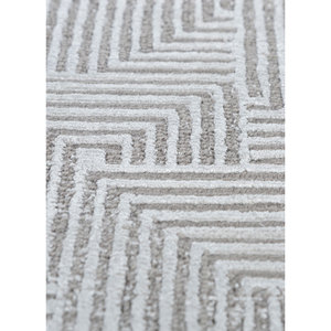 Alfombra Azalea de Lana y Seda de Bambú Anudada a Mano, Patrón Geométrico Gris y Negro, Rectangular, para Decoración de Sala de Estar, Pasillo, Hogar -AIWB-3059 - Product Image 3