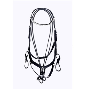 Bride de cheval anatomique de haute qualité en cuir véritable avec strass en cristal pour une utilisation équestre - Product Image 1