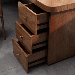 Walnut Solid Wood <b>L</b>-<b>Shaped</b> Executive <b>Desk</b> with Storage Drawers for <b>Office</b> Home Study Manager - Product Image 3