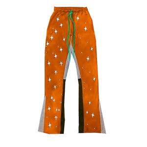 Pantalones de chándal holgados de punto 100% algodón lavado con ácido para hombre al por mayor, pantalones de pierna ancha de corte alto holgado con logotipo personalizado, pantalones para correr - Product Image 4