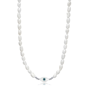 Eye Design perle d'eau douce 925 collier à breloques en argent turc en gros 925 bijoux en argent Sterling - Product Image 5