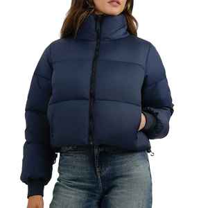 Custom Women <b>Cropped</b> Puffer <b>Jacket</b> Winter Zip up Short Padded Down Coat Outwear Fashion Crop Puffer <b>Jacket</b> - Product Image 1