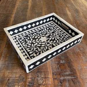 Bandeja de servicio con incrustaciones de hueso de diseño hecho a mano para decoración del hogar para ocasiones navideñas - Product Image 2