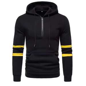 Sweat à capuche uni coupe ajustée pour hommes Sweats à capuche d'entraînement zippés noirs pour l'hiver Streetwear décontracté Activewear personnalisé - Product Image 1