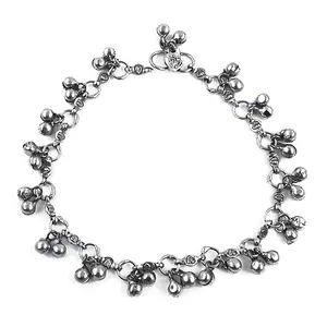 Chevillère pour femme en argent plaqué or, clochettes, style bohème ethnique indien, bijoux pour cadeaux, en alliage de laiton, cuivre, diamant, perle - Product Image 3