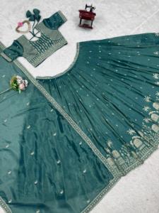 ไมโคร lehengha ถึงขนาด44 foux gorgette ด้ายทำงานกับลำดับ9มม. ภายใน choli-ผ้า lehenga choli หรูหรา - Product Image 4
