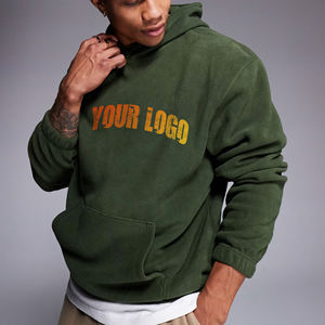 เสื้อฮู้ดผ้าฟลีซผ้าฝ้ายแบบสวมหัวเสื้อมีฮู้ดระบายอากาศได้ดีสำหรับผู้ชายเสื้อลำลองแบบหลวมพอดีตัว100% ไหล่ตก - Product Image 1