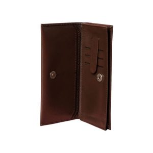 Long portefeuille en cuir véritable marron avec logo personnalisé et chambres de téléphone à vendre Long portefeuille pour hommes - Product Image 5