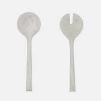 Ensemble de 2 serveurs à salade en résine, finition marbrée mate marron, écologiques, lavables au lave-vaisselle, ustensiles de cuisine pour la maison, fabriqués en Inde