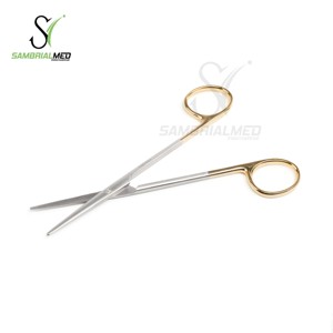 กรรไกร TC Gold Metzenbaum Fino แบบใช้มือ ได้รับการรับรองมาตรฐาน ISO13485 ขนาด 14.5 ซม. ปลายทู่ ตรง สำหรับเครื่องมือผ่าตัดที่ละเอียดอ่อน สำหรับศัลยกรรมตกแต่ง - Product Image 1