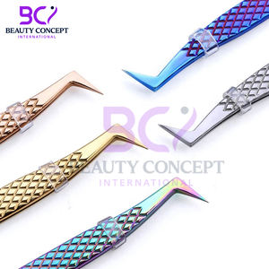 Pinzas de pestañas rectas de acero inoxidable multicolor Premium, pinzas de pestañas de aislamiento puntiagudas de agarre antideslizante fáciles de usar - Product Image 5