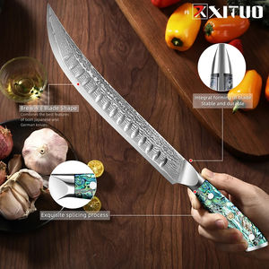Damascus Ham Knife Japan VG-10 Steel Brisket Slicing Knife Kitchen Dazzling <b>Abalone</b> <b>Shell</b> Handle Sharp Slicer Bread Knife - Product Image 4
