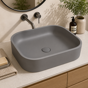 Lavabo in Cemento Quadrato Arrotondato da 480mm per Bagno d'Hotel, Fornitura OEM - Product Image 3
