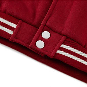 Vestes universitaires de baseball en laine unies de qualité personnalisée avec manches en cuir Vestes universitaires avec logo brodé en chenille - Product Image 5