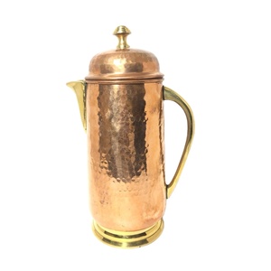 Wholesale Pure <b>Copper</b> Drinking Water <b>Jug</b> With Lid & Handle For Home Hammered Design Sustainable <b>Copper</b> Water <b>Jug</b> For Office - Product Image 1