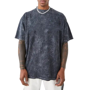 เสื้อยืดผู้ชาย ผ้าฝ้าย 100% น้ำหนักเบา แขนสั้น สวมใส่สบาย สไตล์สตรีท พิมพ์ลายตามสั่ง ล้างสีแบบแอซิดวอช - Product Image 1