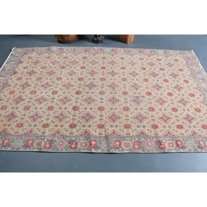Alfombra de lana turca Vintage de 5x8 pies, diseño de retazos rojo beige clásico, área grande, pasillo rectangular de 10mm para habitación de adolescentes - Product Image 3