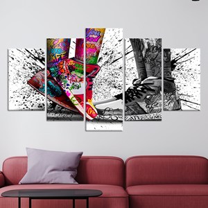 Elegante Obra de Arte Impresa en Lienzo: Diseño Abstracto Moderno para Decoración del Hogar, JUEGO DE 5 LIEÑOS SURTIDOS - Product Image 1