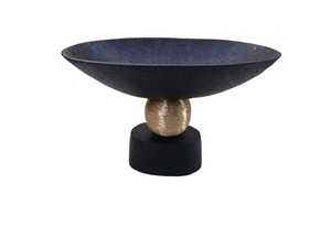 Bol de service sur pied en métal, design luxueux, fait main, écologique, sans danger pour les aliments, élégant, décoration de table, parfait pour les centres de table de fête, noir - Product Image 4