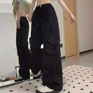 Pantalones Cargo holgados de gran tamaño de verano para mujer, pantalones Cargo con diseño de múltiples bolsillos para mujer, pantalones Cargo de entrenamiento de algodón 100% - Product Image 1