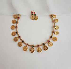 ÚLTIMO CONJUNTO DE JOYERÍA DEL TEMPLO DEL SUR DE LA INDIA TRADICIONAL Y DE MODA ANTIGUA Y CONJUNTO DE COLLAR DEL SUR DE COBRE PARA MUJERES NAD GIRLS - Product Image 1