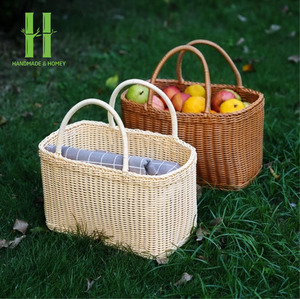 MEILLEUR VENDEUR! Panier de poche en rotin en plastique empilable écologique lavable portable sortant moderne en gros de nouveau spot - Product Image 3
