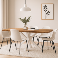 Ensemble de table à manger moderne pliable en bois massif de style scandinave, design industriel, jaune, rectangulaire, blanc, hôtel