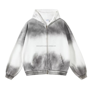 Sudadera con capucha personalizada para hombre, ropa de calle vintage térmica con cremallera doble, lavado con cremallera ácida, 450 GSM, bordado, estilo Premium, Invierno - Product Image 1