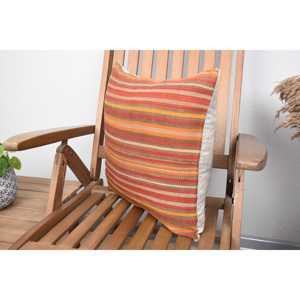 Subtle Striped Beige Kilim Wool Rug <b>18x18</b> Inch Pillow Vintage Pattern Woven Technique - Product Image 3