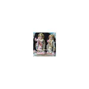 Statue de Krishna en marbre blanc, magnifique et coloré, - Product Image 1