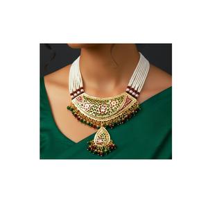 Conjunto de Collar y Aretes con Acabado Dorado de Primera Calidad con Aspecto de Perlas para Bodas, Colección para Mujer - Product Image 2