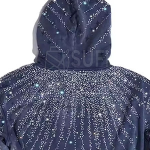 Sweat-shirts à capuche en coton 100% de haute qualité à étiquette privée, avec strass, couleurs et logo personnalisés, commandes en gros, écologiques et respirants - Product Image 5