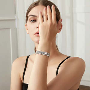 สร้อยข้อมือเทนนิสประดับมอยส์ซาไนต์แบบฝังเพชร ขนาด 3 มม. เงินแท้ 925 สำหรับผู้หญิง - Product Image 4