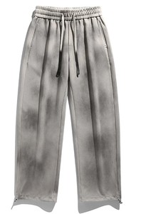 Haute qualité hommes Vintage pierre lavage à l'acide français éponge poids lourd pantalon de survêtement personnalisé pantalon de survêtement évasé broderie en détresse - Product Image 5