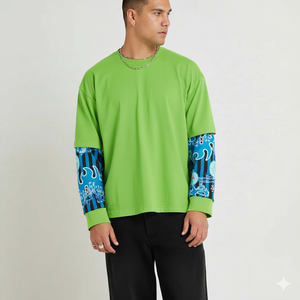 Unisex Street wear <b>Layered</b> <b>Top</b> | Fashion Double Sleeve Long Tee for Wholesale - Product Image 2