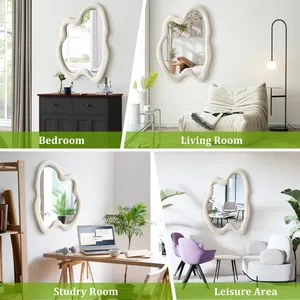 Venta directa de fábrica, espejo de pared de diseño blanco moderno, espejo de forma Irregular, espejo de baño de Hotel - Product Image 6