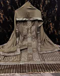 Nuevo lanzamiento Nazanin Traje de material de vestido de algodón y seda de cuatro lados para mujeres Menos Dupatta - Product Image 4