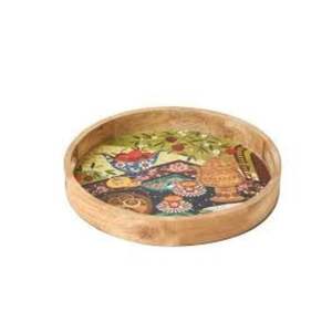 Plateau de service en bois émaillé décoratif, plateau de présentation d'aliments - Product Image 1