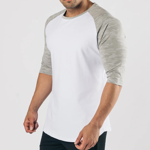 T-shirt Henley à manches longues, camouflage personnalisé, en gros, grammage lourd, pour hommes, en coton pur/coton polyester. - Product Image 2