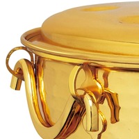 Moderne elegante gouden nikkel messing dadelkom met deksel voor gedroogd fruit, snoep, chocolade, zoetigheden, bruiloft servies, Ramadan/Eid accessoire