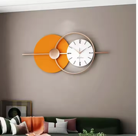 Horloge murale grand format à aiguilles silencieuses, design classique, style Art Déco antique, nordique, en métal et verre orange, pour la maison et le bureau