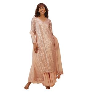 Salmone rosa vestito In paillettes all'ingrosso donna abbigliamento etnico OEM fornitore di fabbrica di abiti da sposa personalizzati per feste - Product Image 2