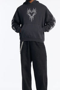 Top Quality Hoodie Streetwear Puff Printing Denim Hoodies Tears Men Cotton Denim Hoodie Oversized <b>Clothes</b> Drop Designer Hoodies - Product Image 5