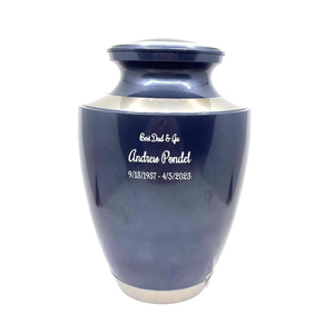 Urna Funeraria Moderna Hecha a Mano de Aluminio Azul Plateado para Adultos, Recipiente Decorativo de Metal para Cenizas, Recuerdo Conmemorativo para Entierro - Product Image 5