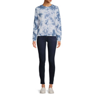 Sweat-shirt à col rond pour femme en coton doux, coupe ample, manches longues, imprimé tie-dye, tendance hivernale, écologique - Product Image 5